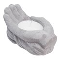 Candlestick Hand with candle, gray,H9x15x9.5cm, 105g