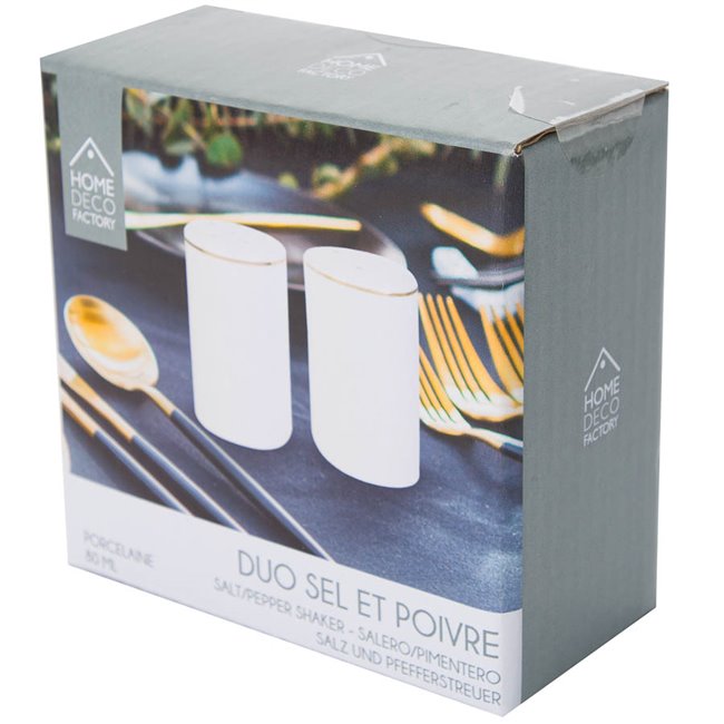 Salt/pepper shaker, blanc dore, 4x8.3x4cm