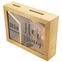 Saving box His and Her money, wooden, 20x15cm