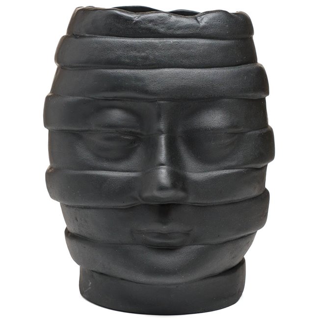 Vase Head , black, 15x15x19cm