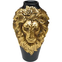 Vase Lion, black/golden, D22x39cm