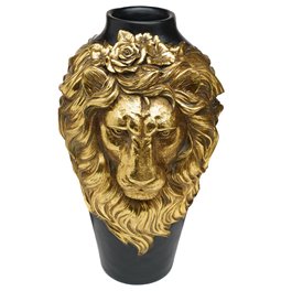 Vase Lion, black/golden, D22x39cm