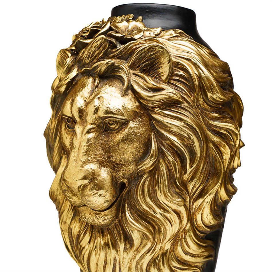 Vase Lion, black/golden, D22x39cm