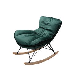 Rocking chair Damme 57, green,velvet,H77x80x90cm seat h.50cm