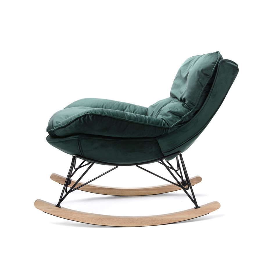 Rocking chair Damme 57, green,velvet,H77x80x90cm seat h.50cm