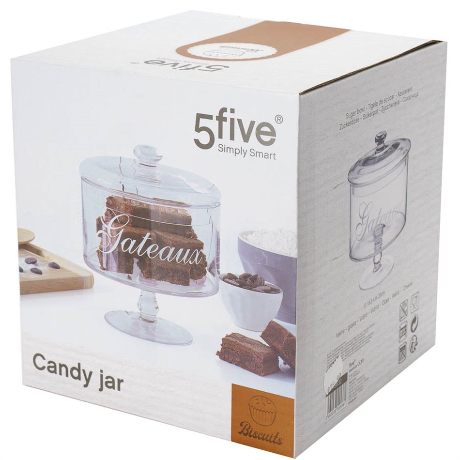 Candy jar, glass, 1.8 L, H20cm, D18.5cm