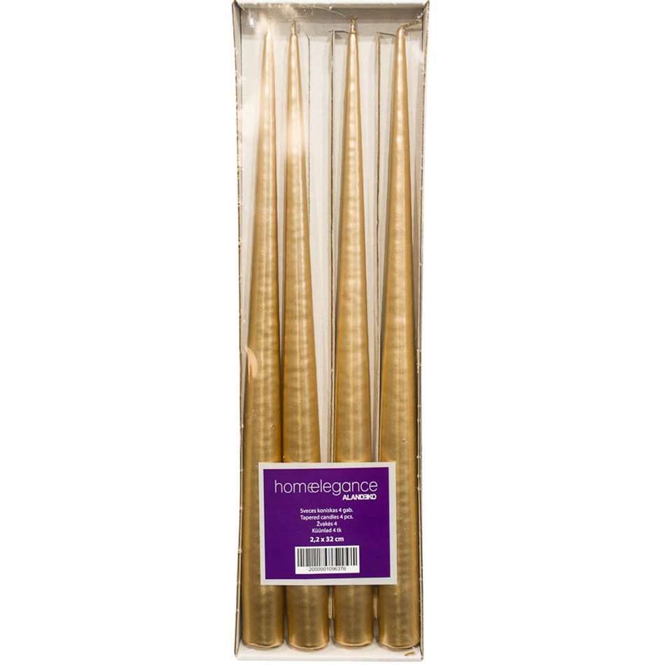Candles gold, set of 4 pcs, H32cm, D2.2cm