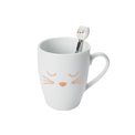Kruus Cat with spoon, valge, 10x11.5x8.2cm