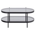 Coffee table Ayonne, black/grey glass top, 95x50x42 cm