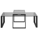 Coffee table set 2 Akatri, black, glass, H45x115x69cm
