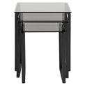 Nest table set Akatri, black, glass top, H55cm, D50cm