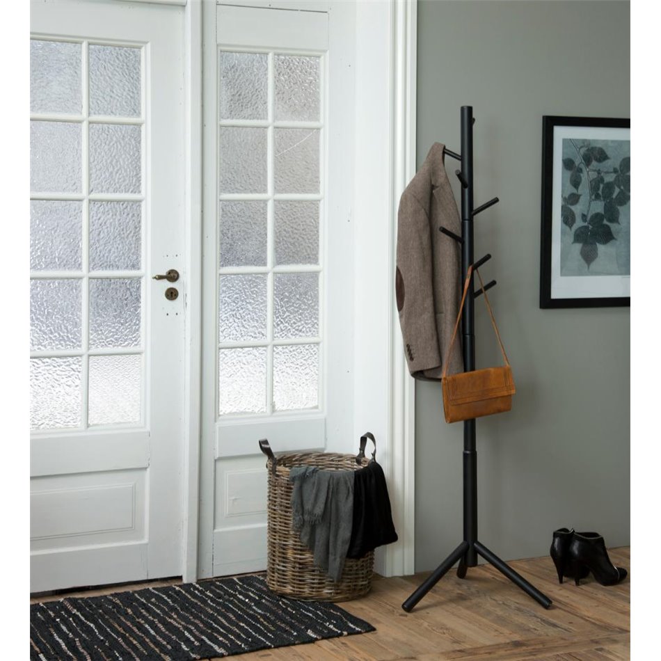 Coat hanger Abrem, black, rubberwood, H176x51x45cm