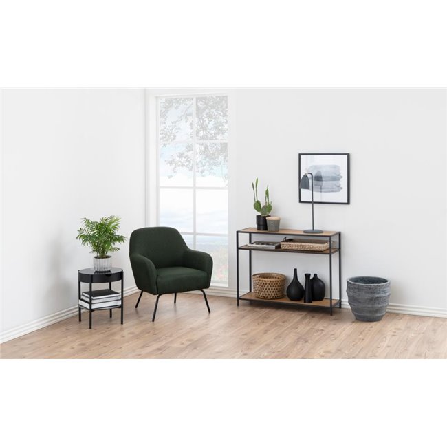 Coffee table Atipton, black/grey, glass top, H50cm, D45cm