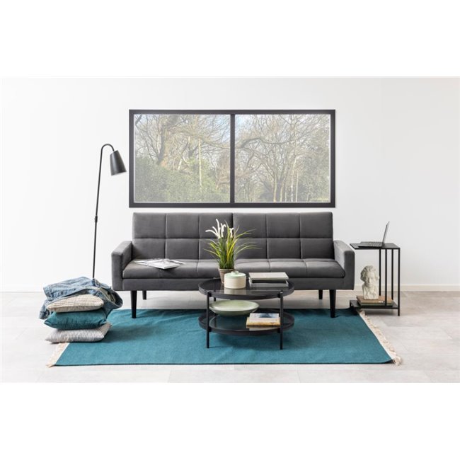 Coffee table Ayonne, black/grey, glass top, H42cm, D79cm