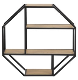 Wall shelf Aford, black/natural, H77x77x20cm