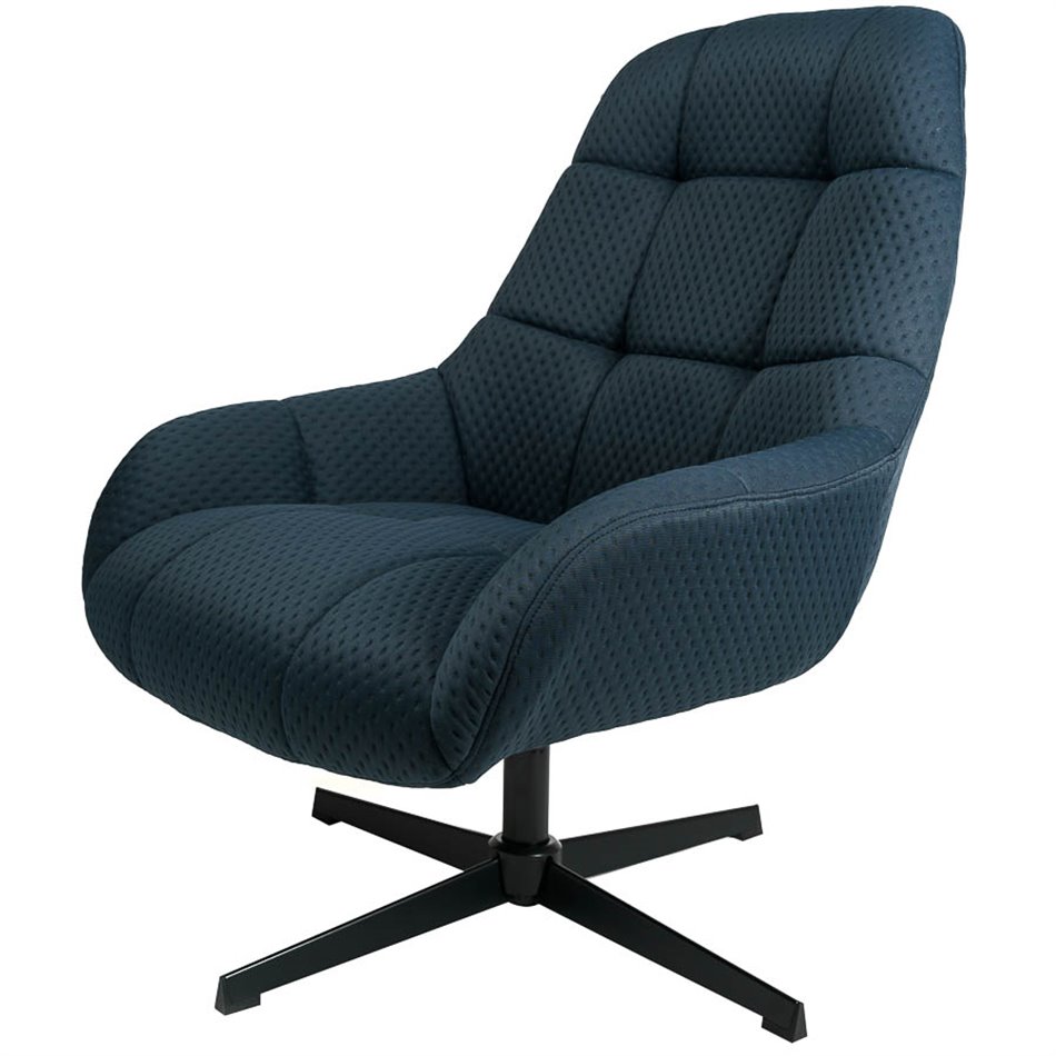 Armchair Saramo with ottoman, blue, H97.5x81x78cm