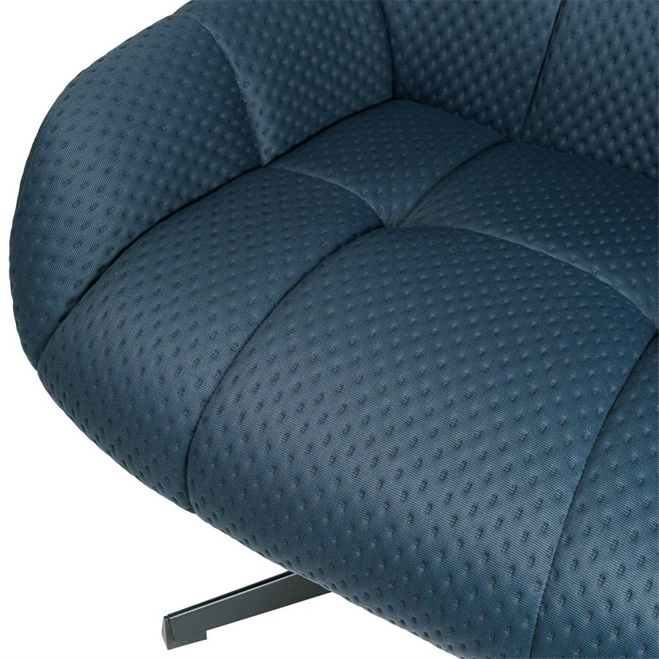 Armchair Saramo with ottoman, blue, H97.5x81x78cm