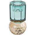 Crystal candleholder, champagne/petrol, H10.5cm, D6cm