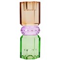 Crystal candleholder, mint/violet/brown, H15cm, D5.5cm