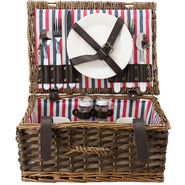 Picnic basket for 2, natural, 17x36x27cm