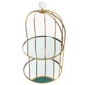 Etagiere 2 tier, metal/mirror, golden, D18x33cm