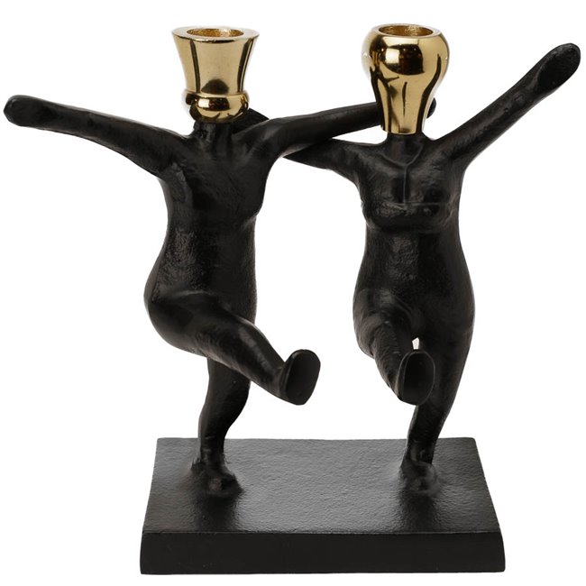 Candle holder Dancing couple, black/golden, 13x23x23cm