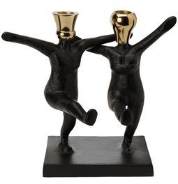 Candle holder Dancing couple, black/golden, 13x23x23cm