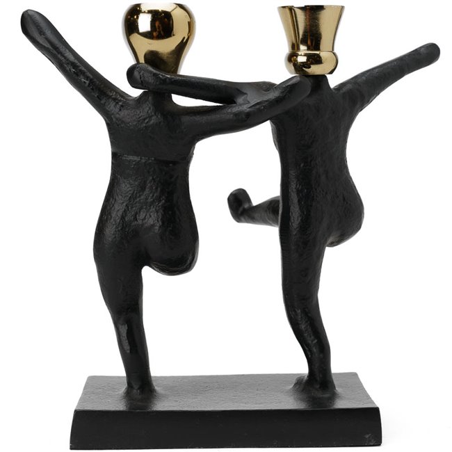 Candle holder Dancing couple, black/golden, 13x23x23cm