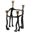 Candle holder Family, metal, black/golden, 24x24x34cm