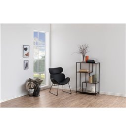 Bookcase Aford, top oak, MDF/black frame, 114x77x35cm