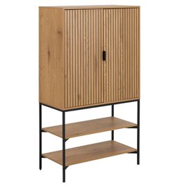 Шкаф Aford, дуб МДФ/меламин/чернaя рама, H140x80x40cm