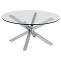 Coffee table Aheaven, top glass/silver legs, D82cm, H40cm