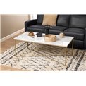 Coffee table Aisma, white, artificial marble/brass colour legs, H46x120x60cm