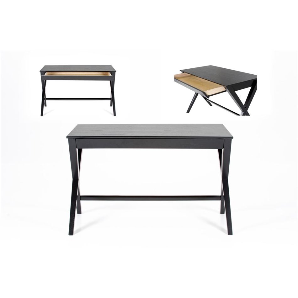Office desk Awritex, oak veneer, black, H75x120x60cm