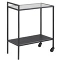Serving trolley Aford, top glass/black legs 75x60x30cm