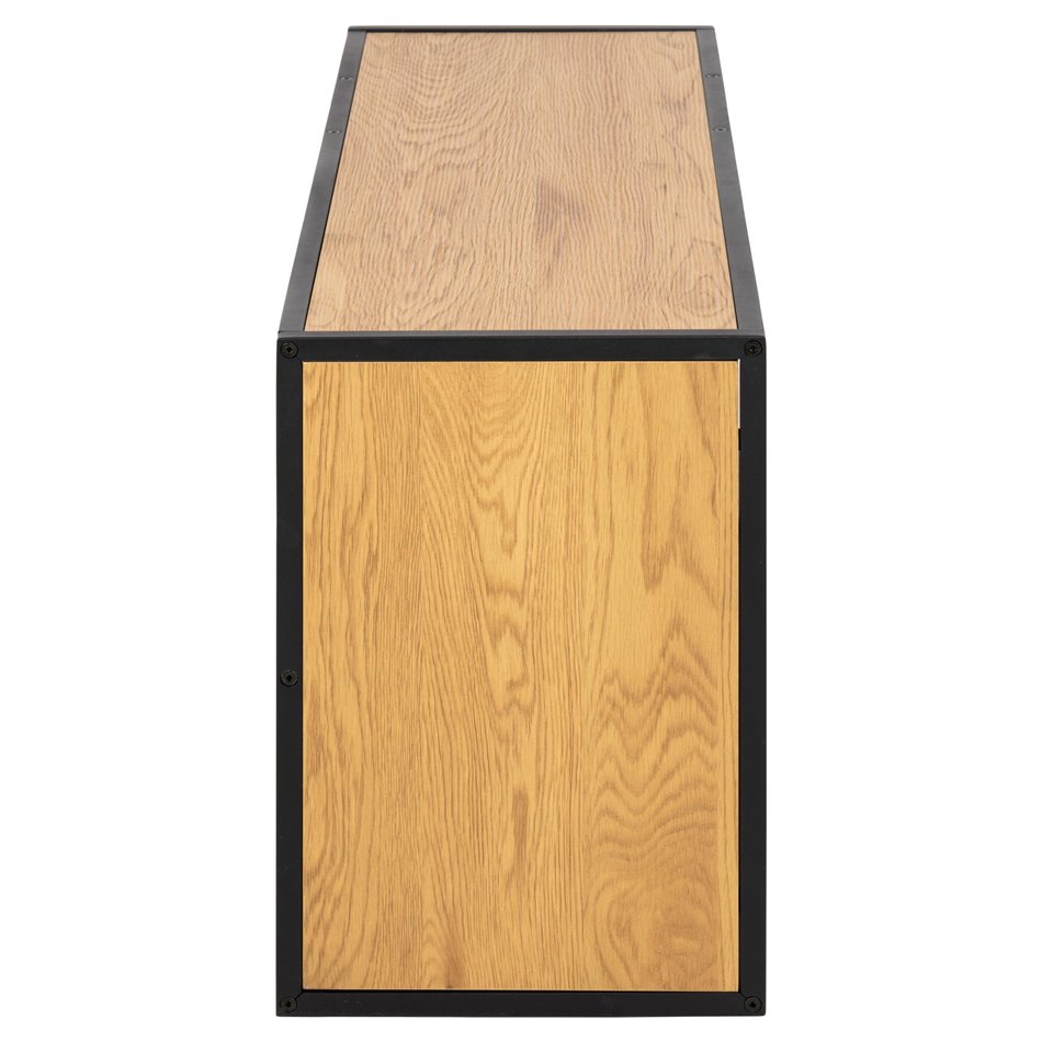 Shelf Aford, oak MDF/black frame, 45x95x30cm