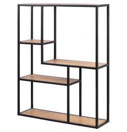 Shelf Aford,MDF, top oak MDF/black frame, 91x75x20cm