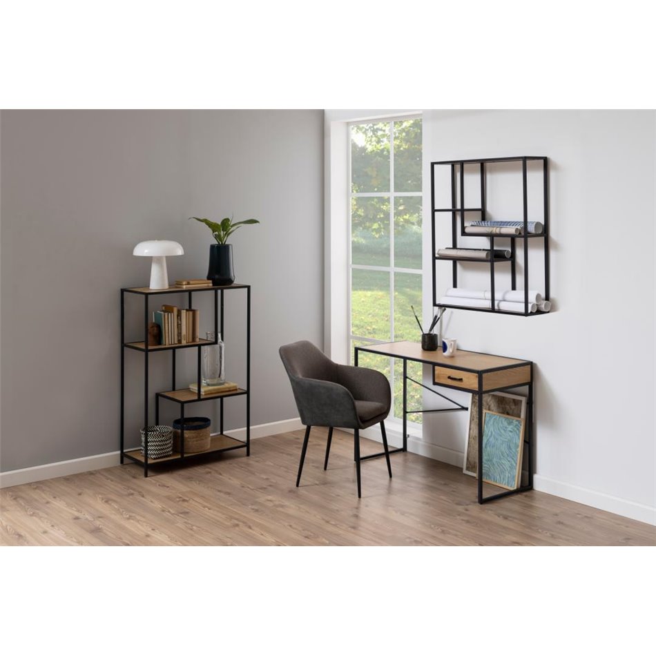 Riiul Aford, lauapind   tamme MDF/must rėmas, 91x75x20cm