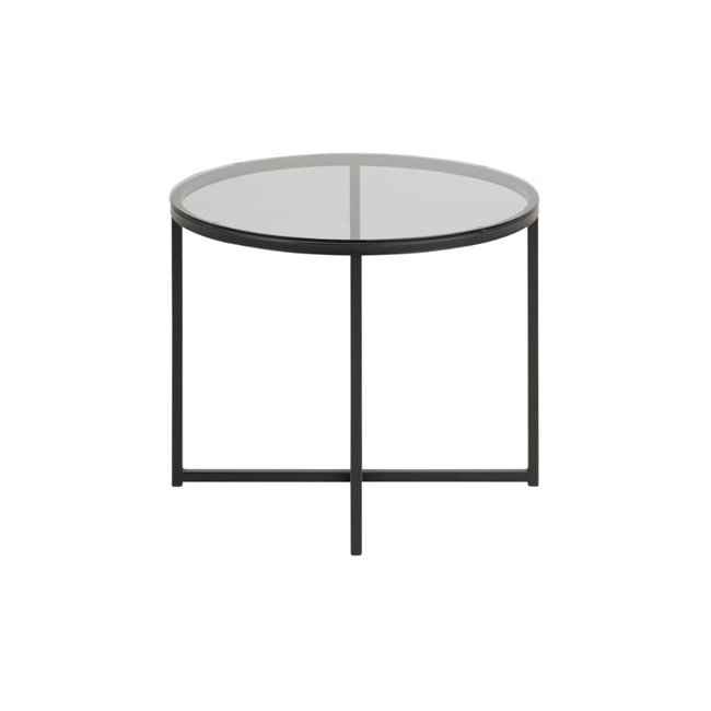 Küljelaud Across, suitsuklaasist/must jalad, H45xD55cm