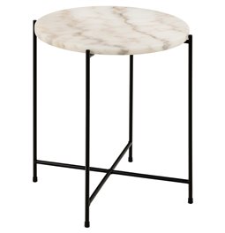 Küljelaud Avila, valge, kunstmarmor/must jalad,  H45xD42cm