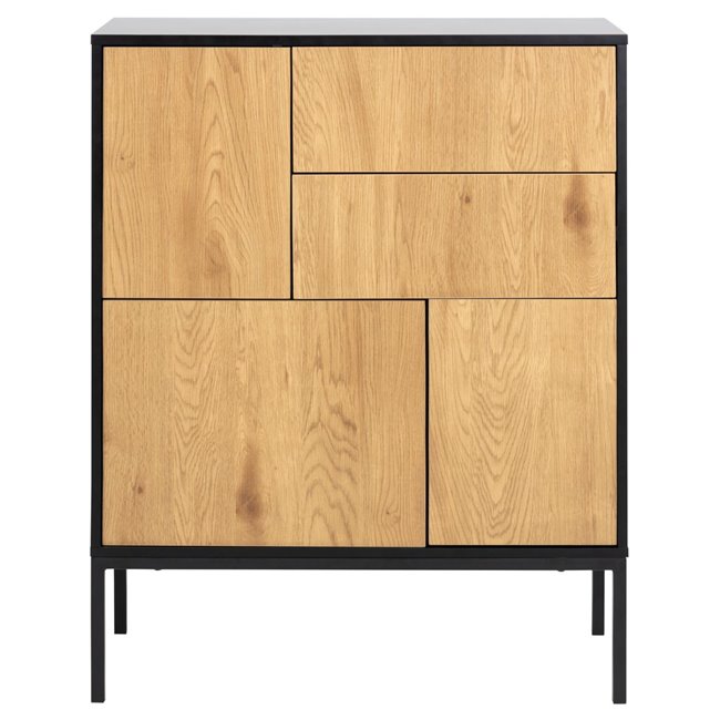 Sideboard Aford, MDF, black/natural, 103x80x40cm