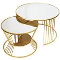 Metal table set 2 Barko, mirror top/golden, 80-60x51-45cm