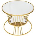 Metal table set 2 Barko, mirror top/golden, 80-60x51-45cm