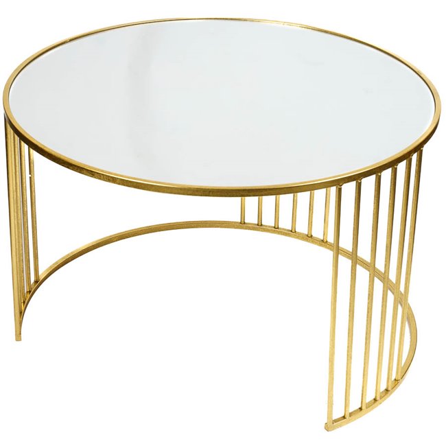 Metal table set 2 Barko, mirror top/golden, 80-60x51-45cm