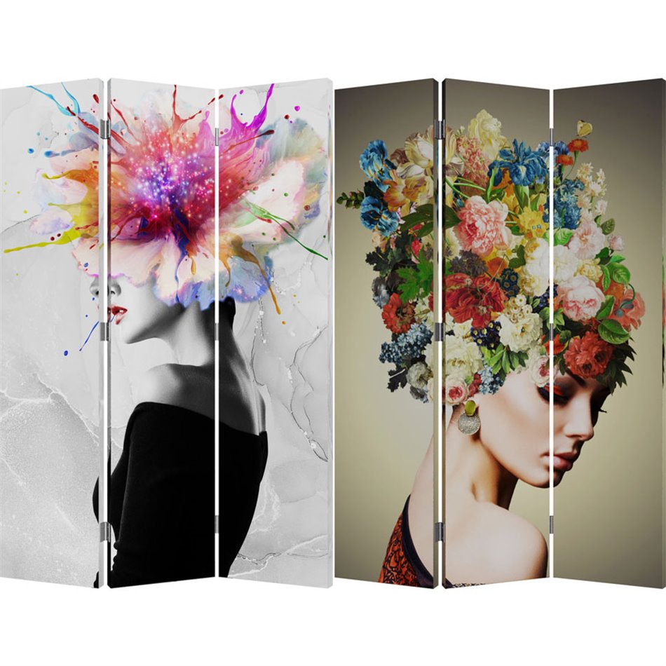 Room divider Lady with flowers, 180x120x2.5cm