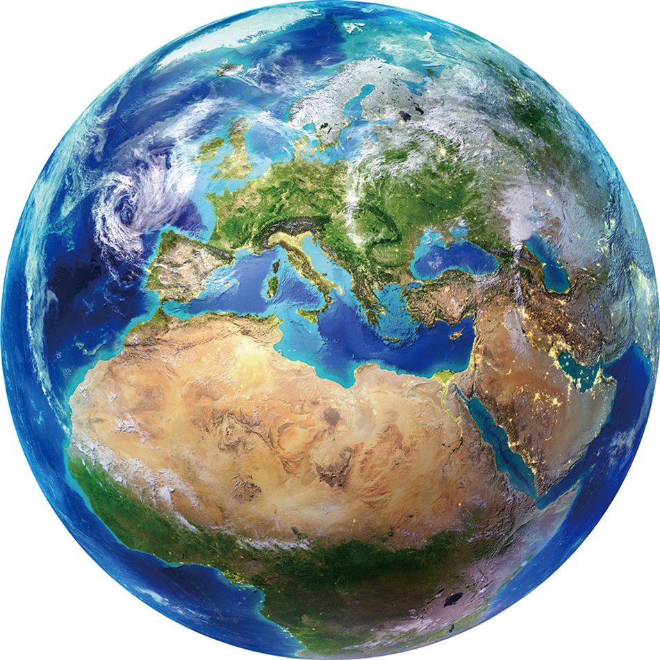 Wall glass art Blue planet, D100x0.4cm