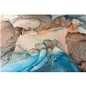Wall glass art  Fantasy in blue/brown, 80x120x0.4cm