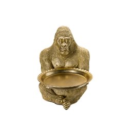 Decorative figure Gorilla hold leave plate, 39x31x37.5cm