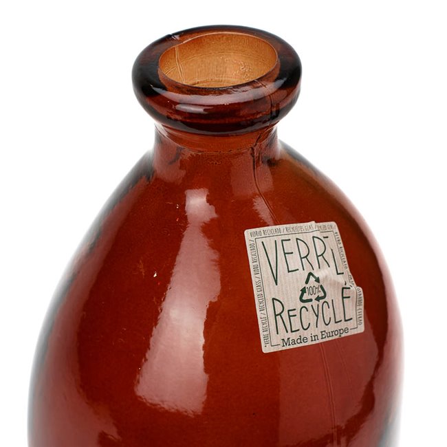 Vase Bottle Recyc, amber, glass, H35cm D14cm