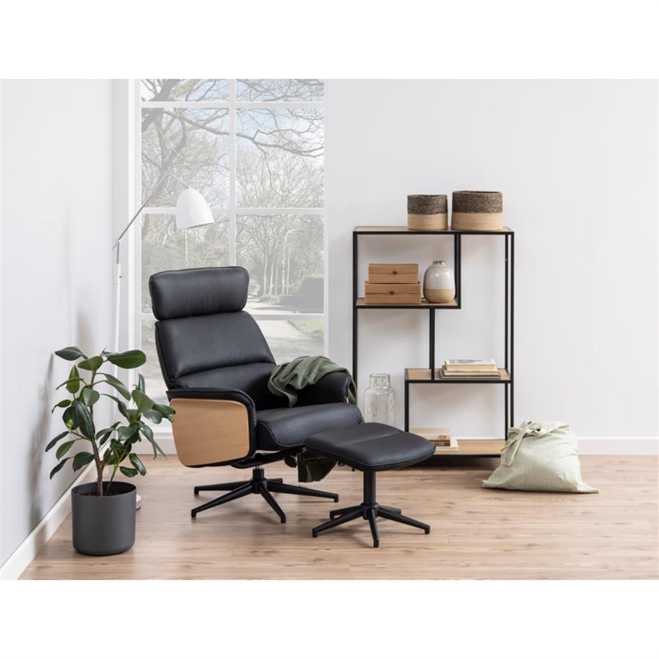 Bookcase Seaford V, black/oak, 114x77x35cm